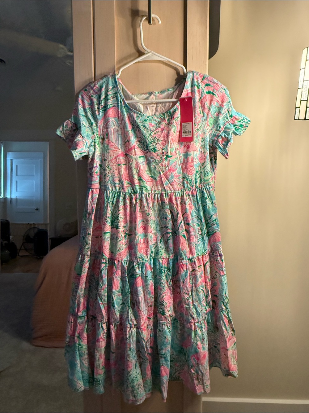 Lilly Pulitzer Pink, Aqua & Green Floral Short Sleeve Dress